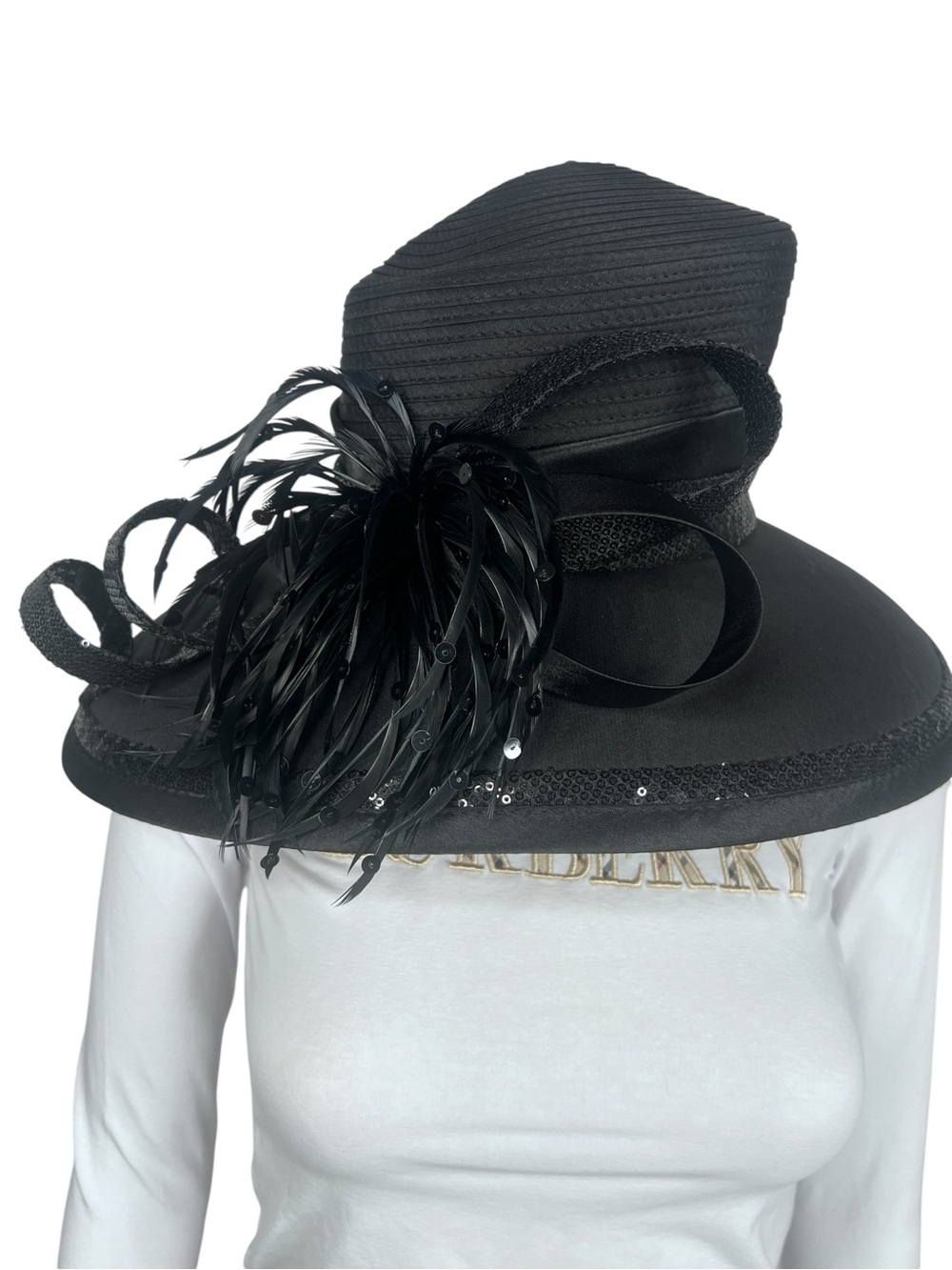 Whittall and Shon Large Brim Hat Derby Church Sequin One of a Kind Stunning